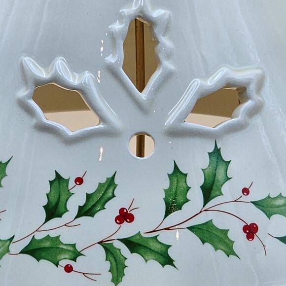 Lenox Holiday Tea Light Candle Lamp Holly Berry w/ Shade 10" Original Open Box - Picture 5 of 12